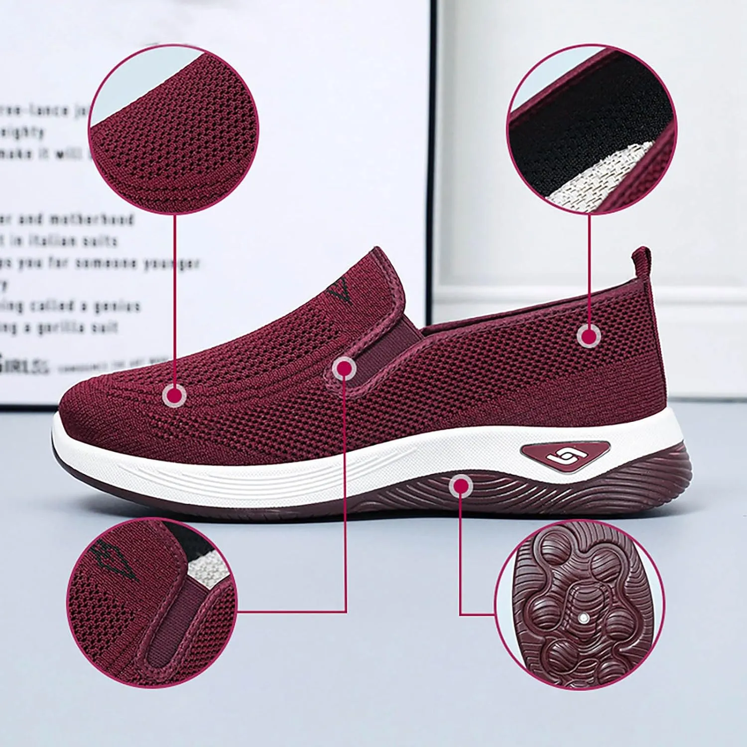Non Slip Work Shoes Women Winter Brown Casual Shoes Fashion Sneakers Running Fashion Sneakers Tennis Walking Basketball Shoe Grip Loafers Casual Slip On