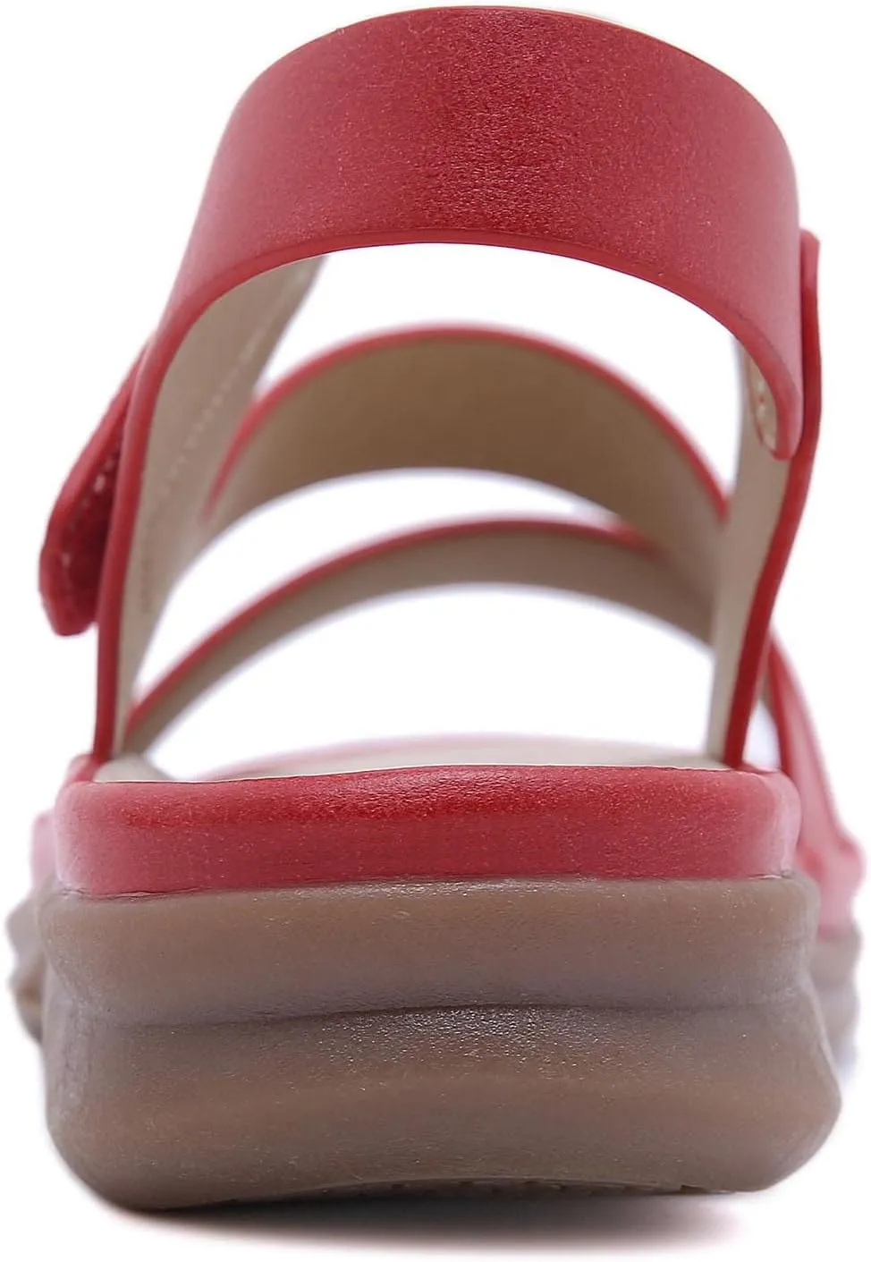 Open Toe Sandals for Women Wedge Summer Casual Round Toe Strap Hook and Loop Sandals Solid Lightweight Comfortable Outdoor Soft Sole Ladies Shoes