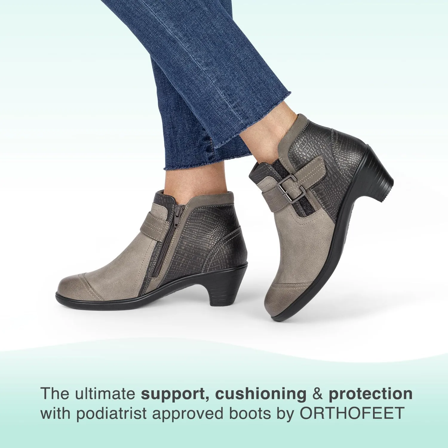 Orthofeet Women's Orthopedic Leather Emma Ankle Boots