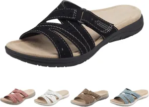 Orthopedic Sandals for Women Comfortable Slides Summer Walking Plantar Fasciitis Sandals with Arch Support Adjustable Hook and Loop Straps Outdoor slip-on shoes