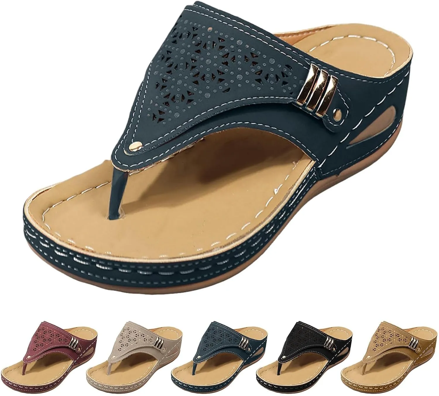Orthopedic Wedge Sandals for Women 2025 Summer Comfortable Sandal Arch Support Wedges Flip Flops Slip on Beach Trendy Shoes