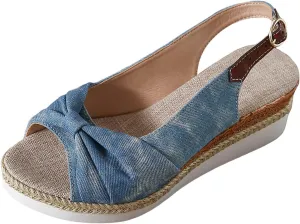 Orthopedic Wedge Sandals for Women Dressy Summer Slingback Bowknot Open Toe Casual Summer Dress Shoes Casual Strappy Beach Vacation Sandals Comfortable Walking Outdoor Sandal