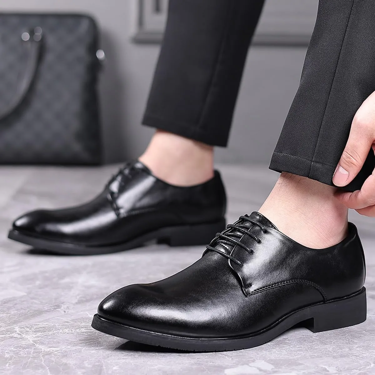 Oxford Shoes for Men Derby Shoes Formal Comfortable Business Shoes Black Tuxedo Dress Shoes for Men