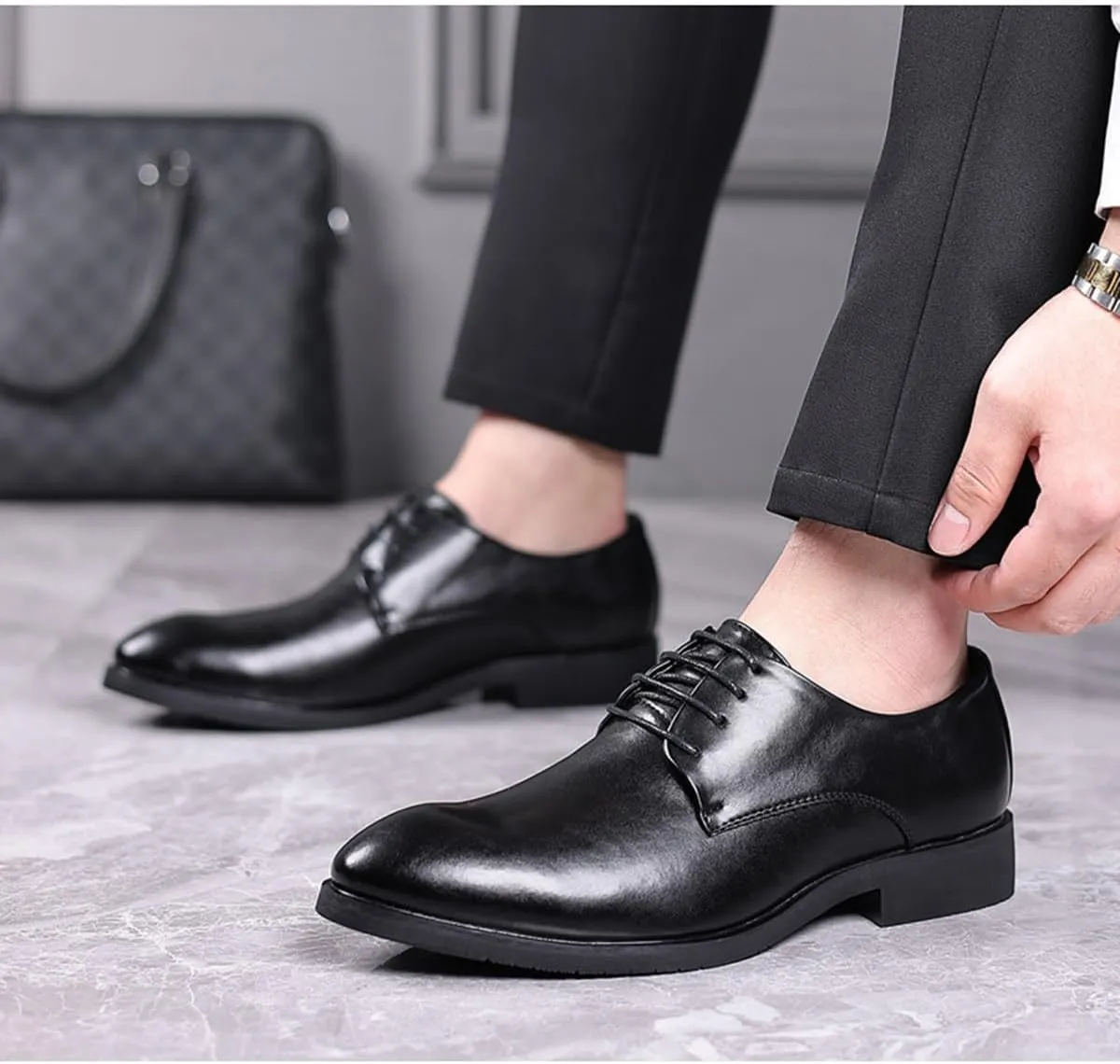 Oxford Shoes for Men Derby Shoes Formal Comfortable Business Shoes Black Tuxedo Dress Shoes for Men