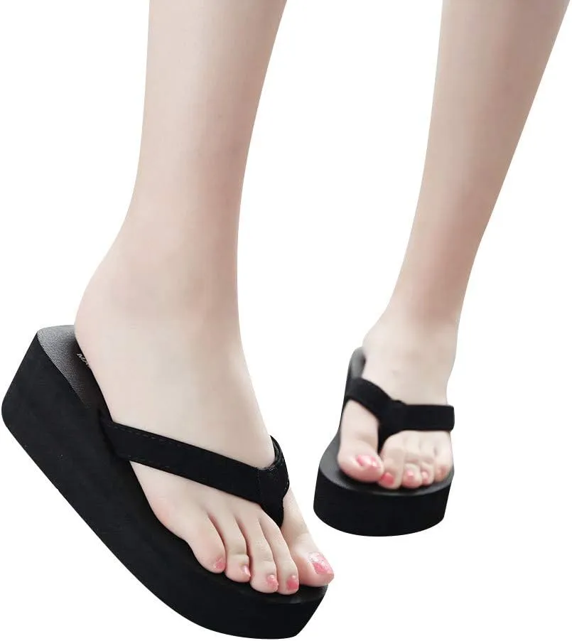 Platform Sandals Women, Women's Fashion Summer Flip-Flops Thick Sole Casual Rhinester Butterfly Sandals Wedge Heel Soft Sole Dressy Sandals