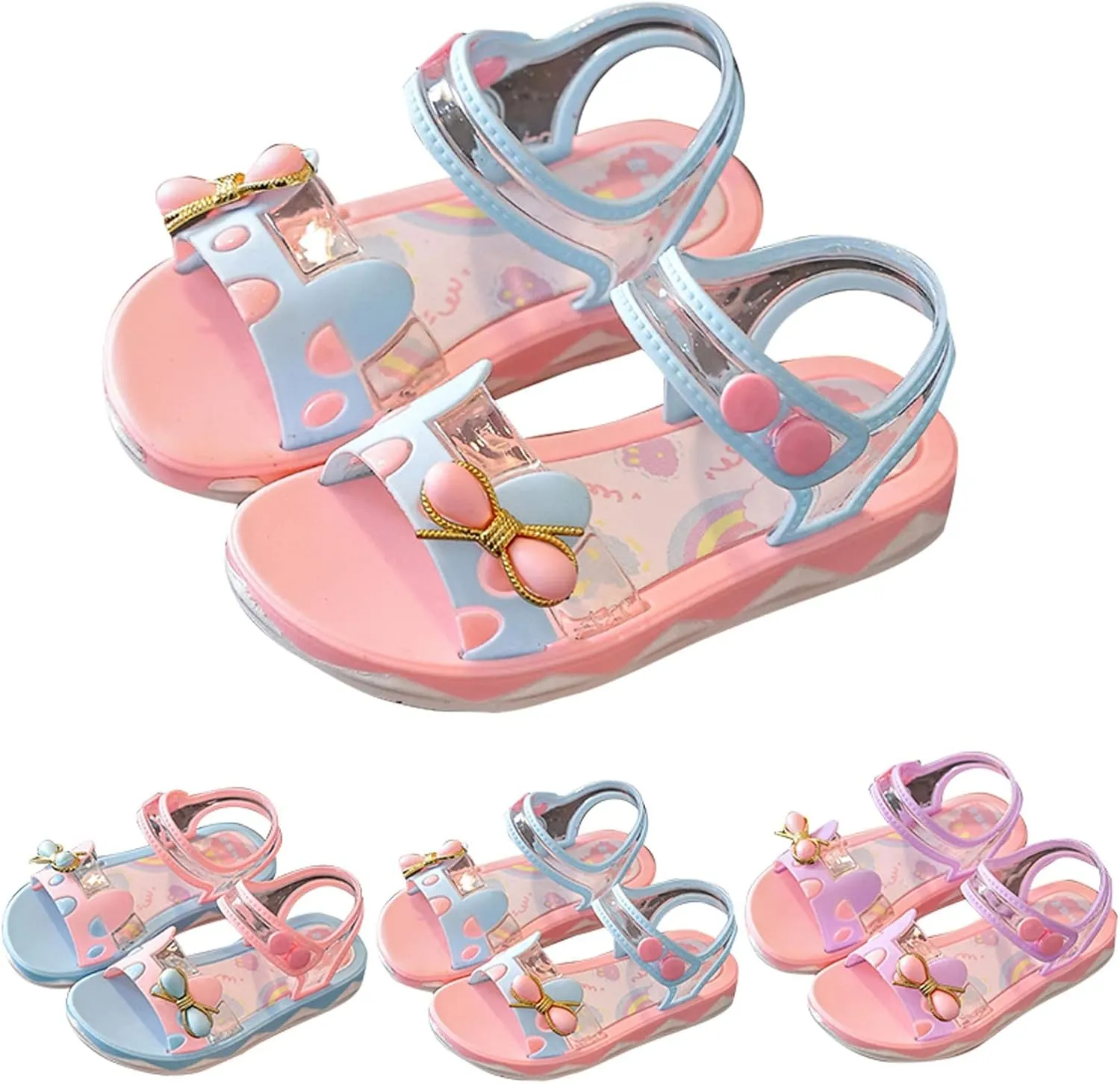 Princess Girls Open Toe Bow Sandals Toddler Kids Soft Sole Cute Sweet Jelly Shoes for Summer Outdoor Beach Casual