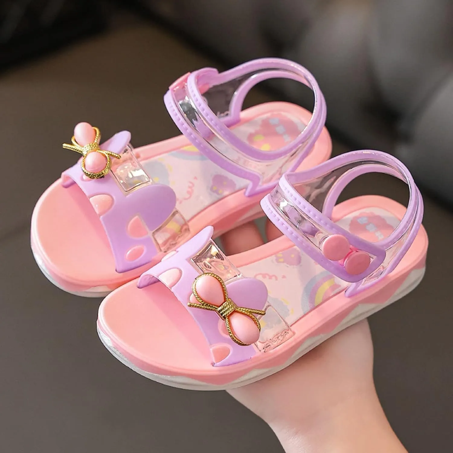 Princess Girls Open Toe Bow Sandals Toddler Kids Soft Sole Cute Sweet Jelly Shoes for Summer Outdoor Beach Casual