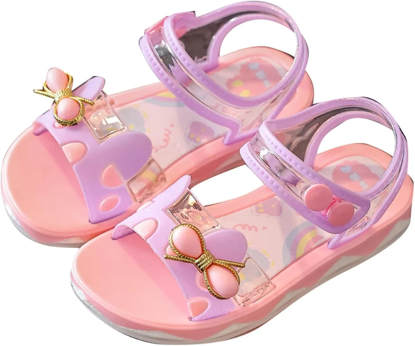 Princess Girls Open Toe Bow Sandals Toddler Kids Soft Sole Cute Sweet Jelly Shoes for Summer Outdoor Beach Casual