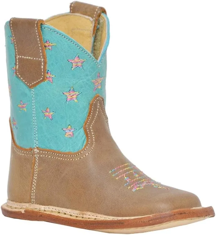 ROPER Infant Girls Stars Square Toe Casual Boots Ankle - Blue, Brown