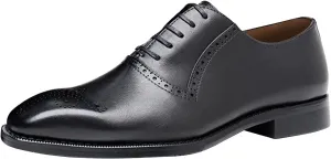 Santimon Mens Formal Dress Oxfords Suit Shoes Genunie Leather Brogues Oxfords Fashion Prom Wedding Business Causal Derby Comfortable Tuxedo Shoes for Men