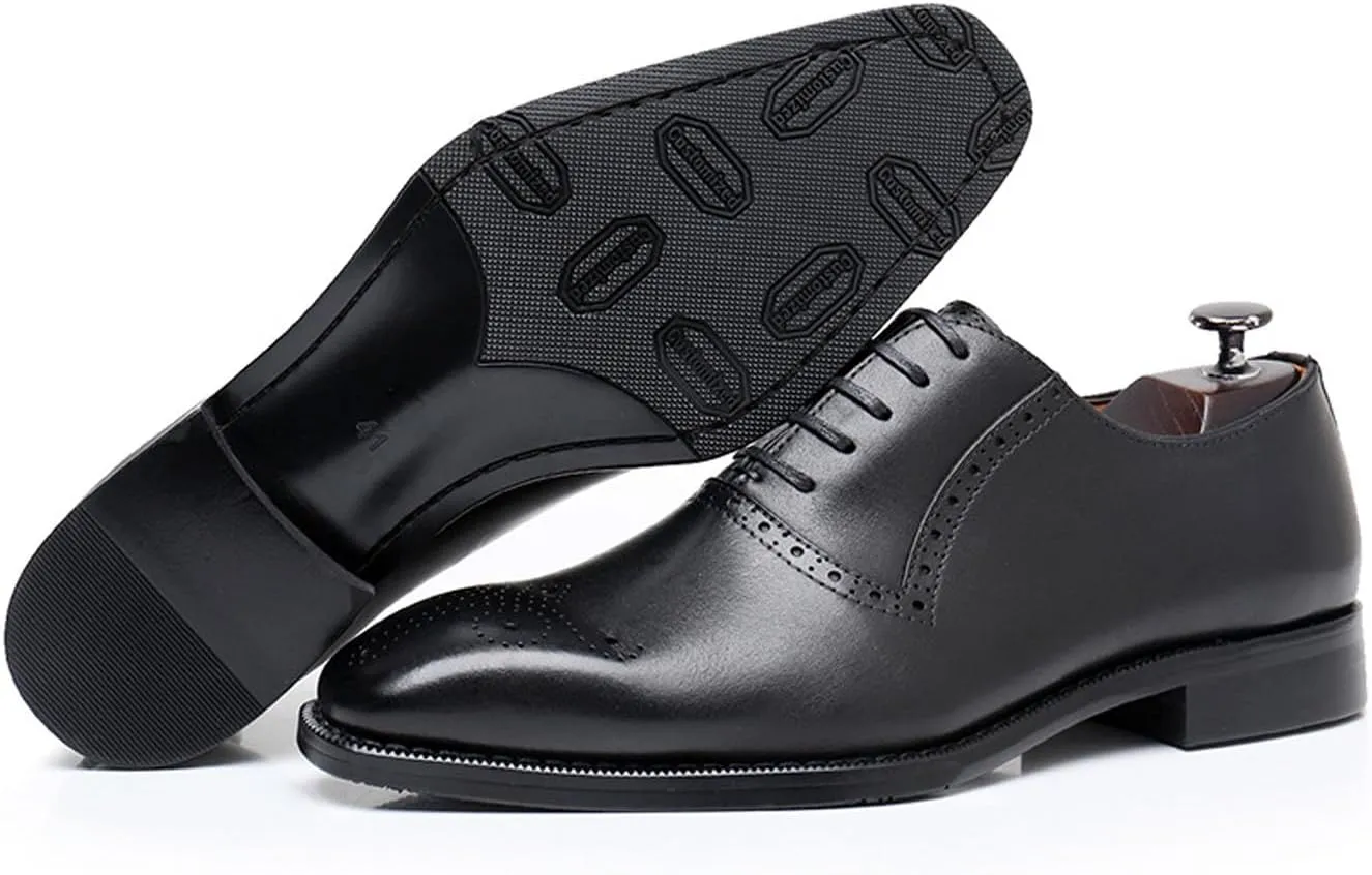 Santimon Mens Formal Dress Oxfords Suit Shoes Genunie Leather Brogues Oxfords Fashion Prom Wedding Business Causal Derby Comfortable Tuxedo Shoes for Men