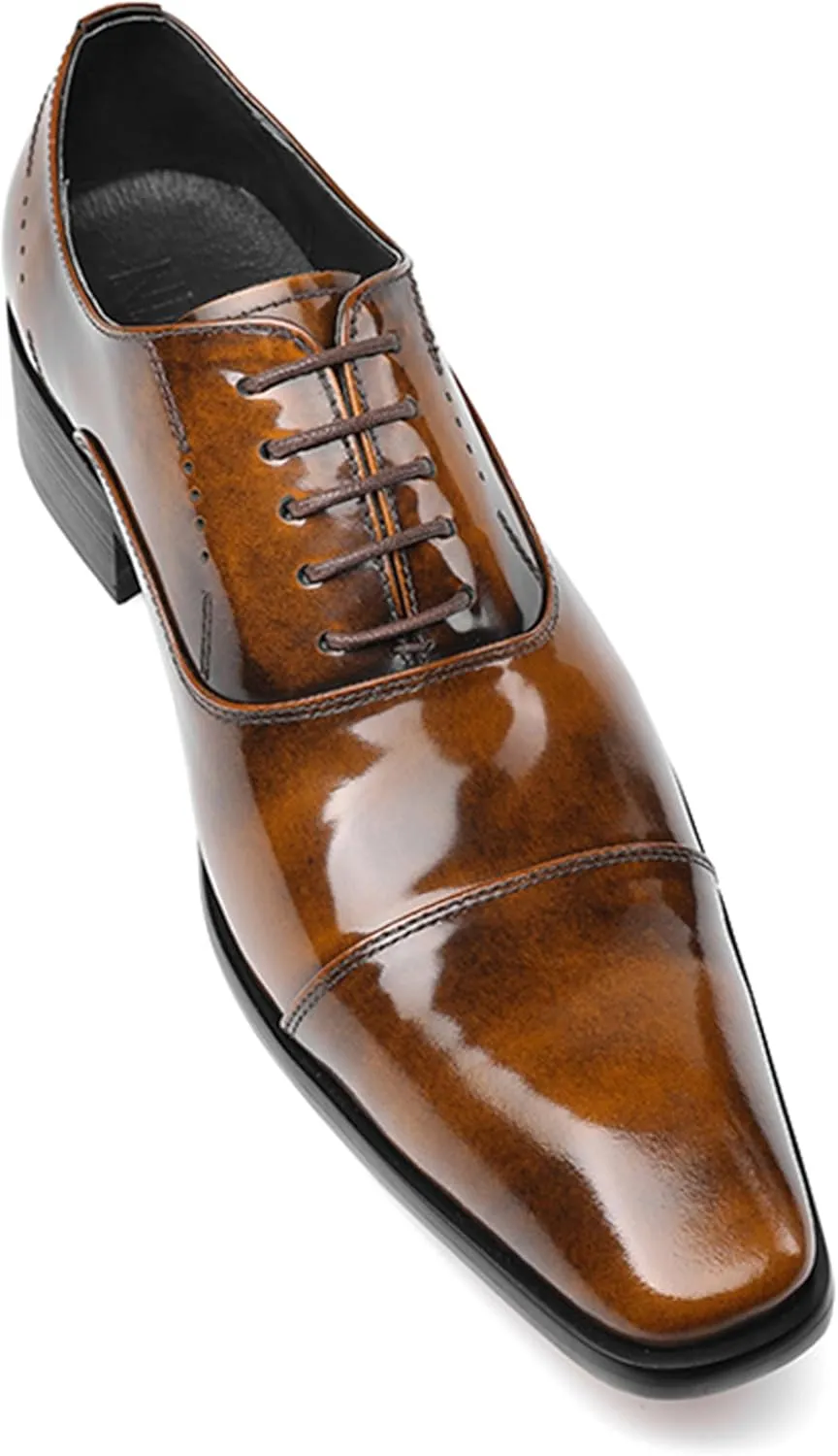 Santimon Men's Handcrafted Oxford Dress Shoes | Genuine Leather Brogue Derby for Business/Wedding/Tuxedo | Cushioned Outsole Formal Shoes | Prom & Casual Luxury Footwear