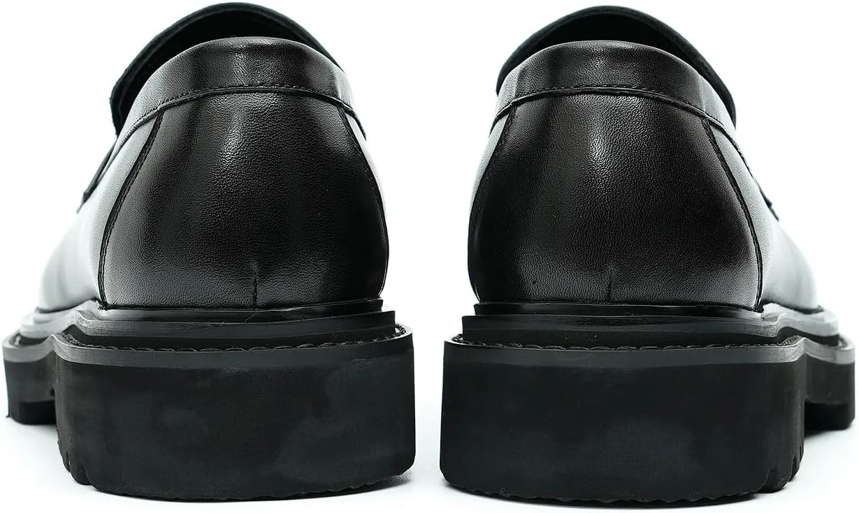 Santimon Men's Loafers Formal Dress Silp On Leather Penny Loafers Business Wedding Tuxedo Casual Lightweight Prom Square Toe Shoes for Men