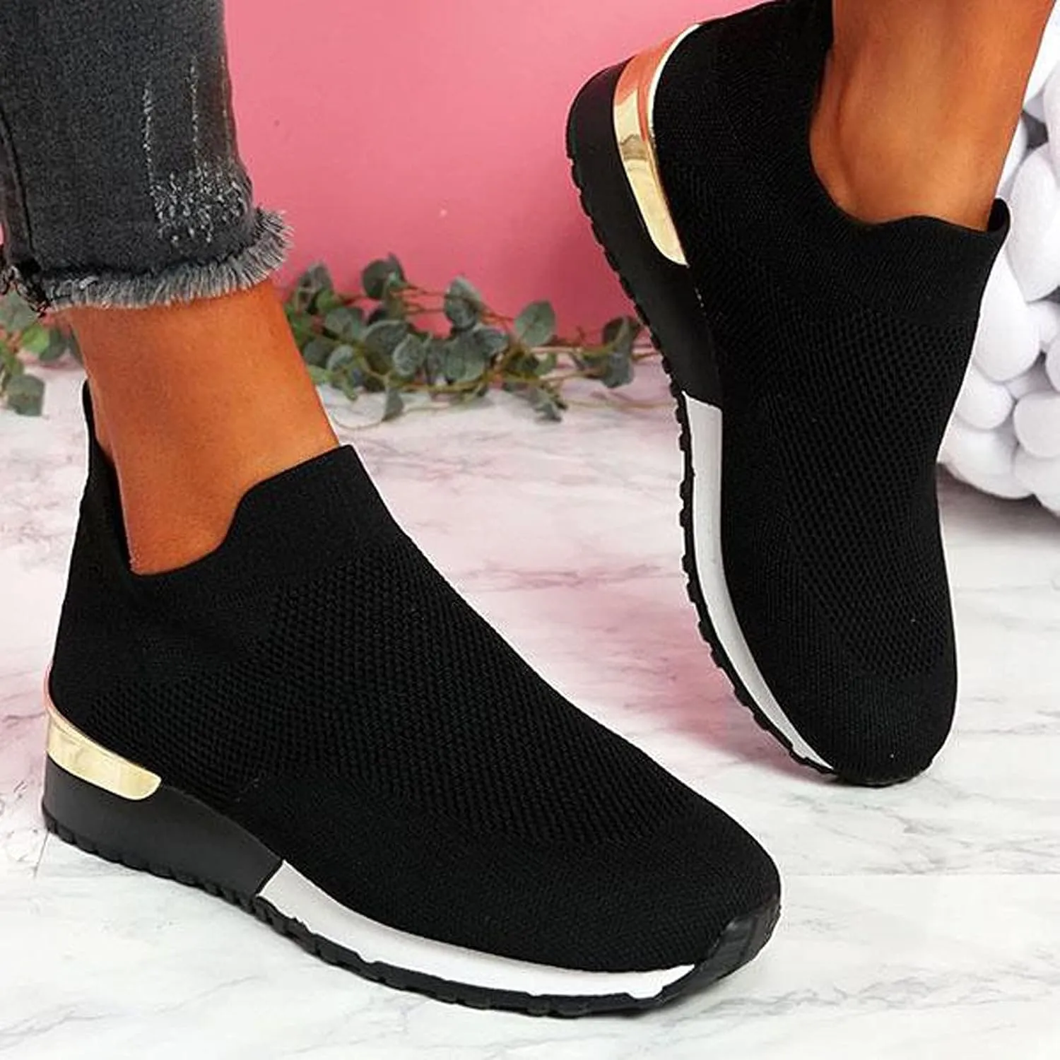 SBGMoSJ Bowling Shoes Women 8.5 Wide Black Slip On Tennis Shoes Nurse Shoes for Women Black Running Shoes for Women Black Walking Shoes for Plantar Fasciitis Women Size 11