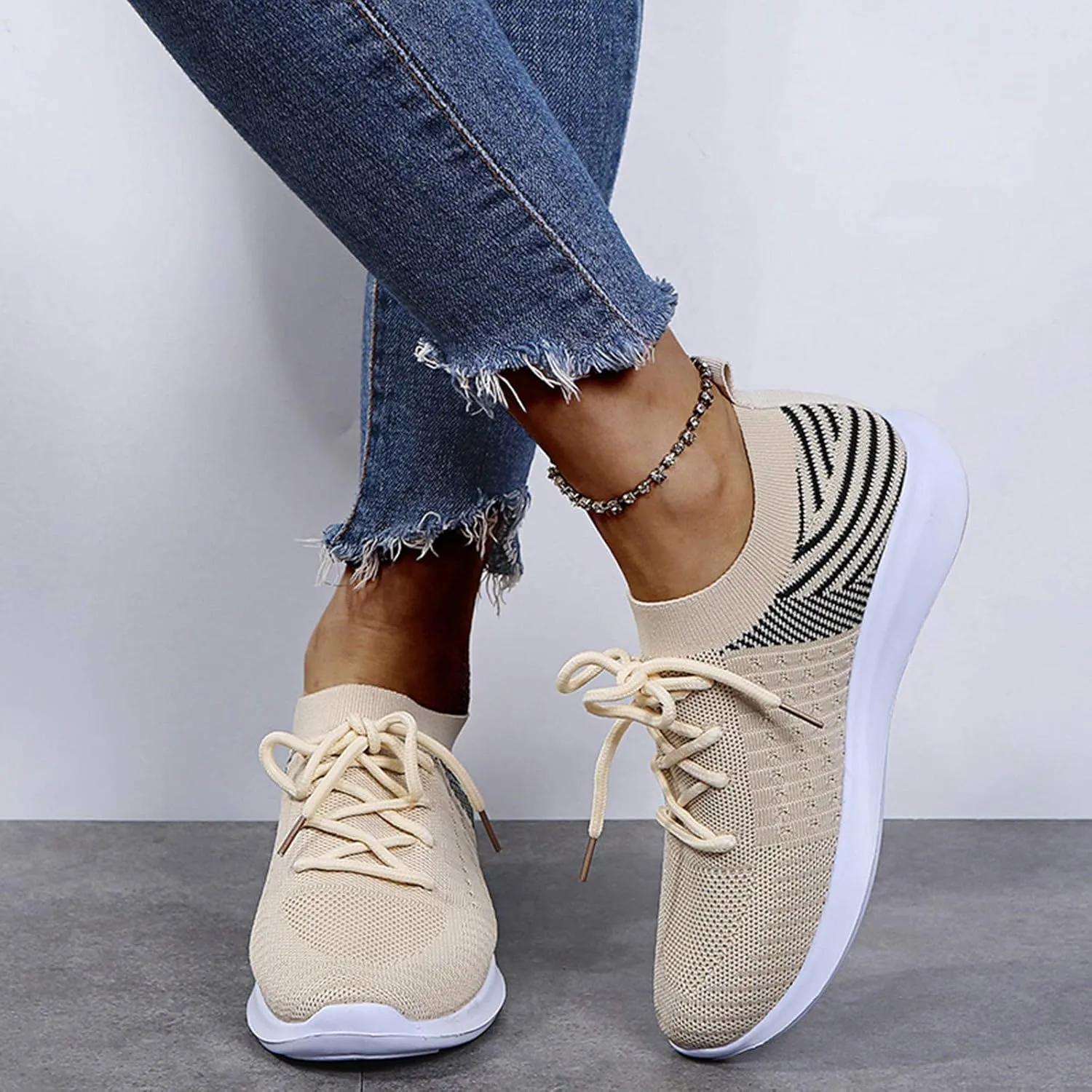 SBGMoSJ Business Casual Women Wide Sneakers Comfy Shoes for Women Slip On Dressy Womens Shoes Casual Fall Slip Ons Gym Shoes for Women Workout Size 12 Womens Black Sneakers Size 8 1/2