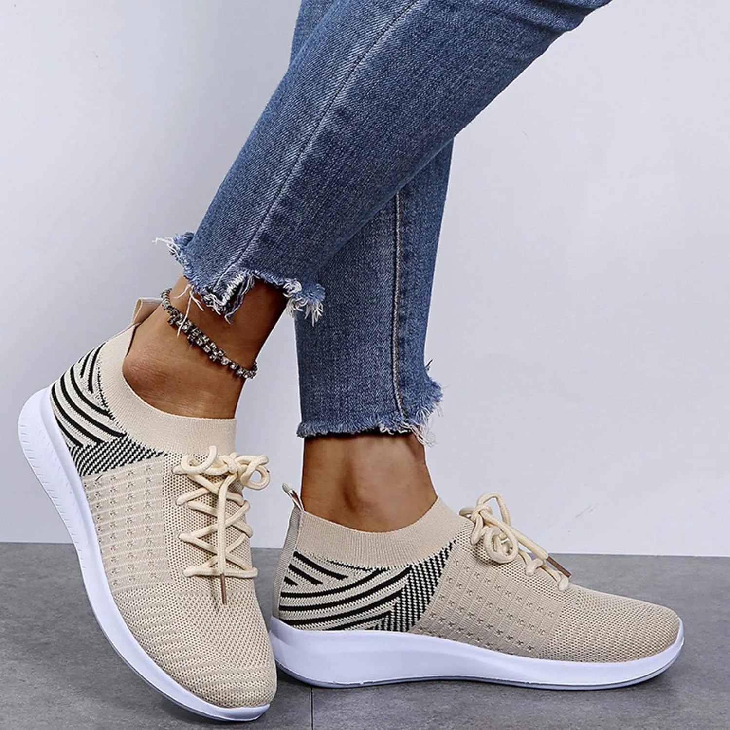 SBGMoSJ Business Casual Women Wide Sneakers Comfy Shoes for Women Slip On Dressy Womens Shoes Casual Fall Slip Ons Gym Shoes for Women Workout Size 12 Womens Black Sneakers Size 8 1/2