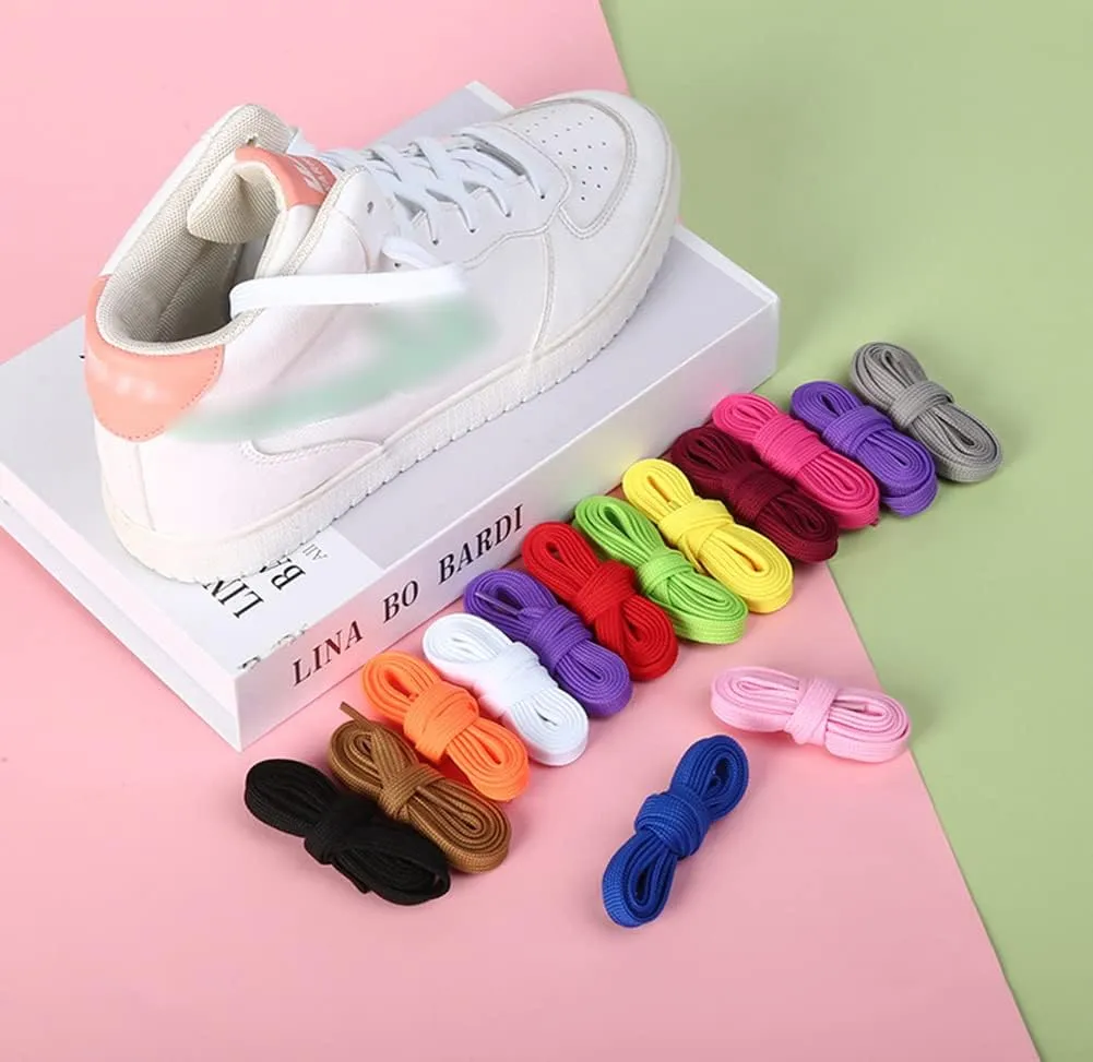 Sechunk Flat Shoelace set of 3 pairs 29 colors 20"-79" Multiple lengths Shoe Lace For Sneakers