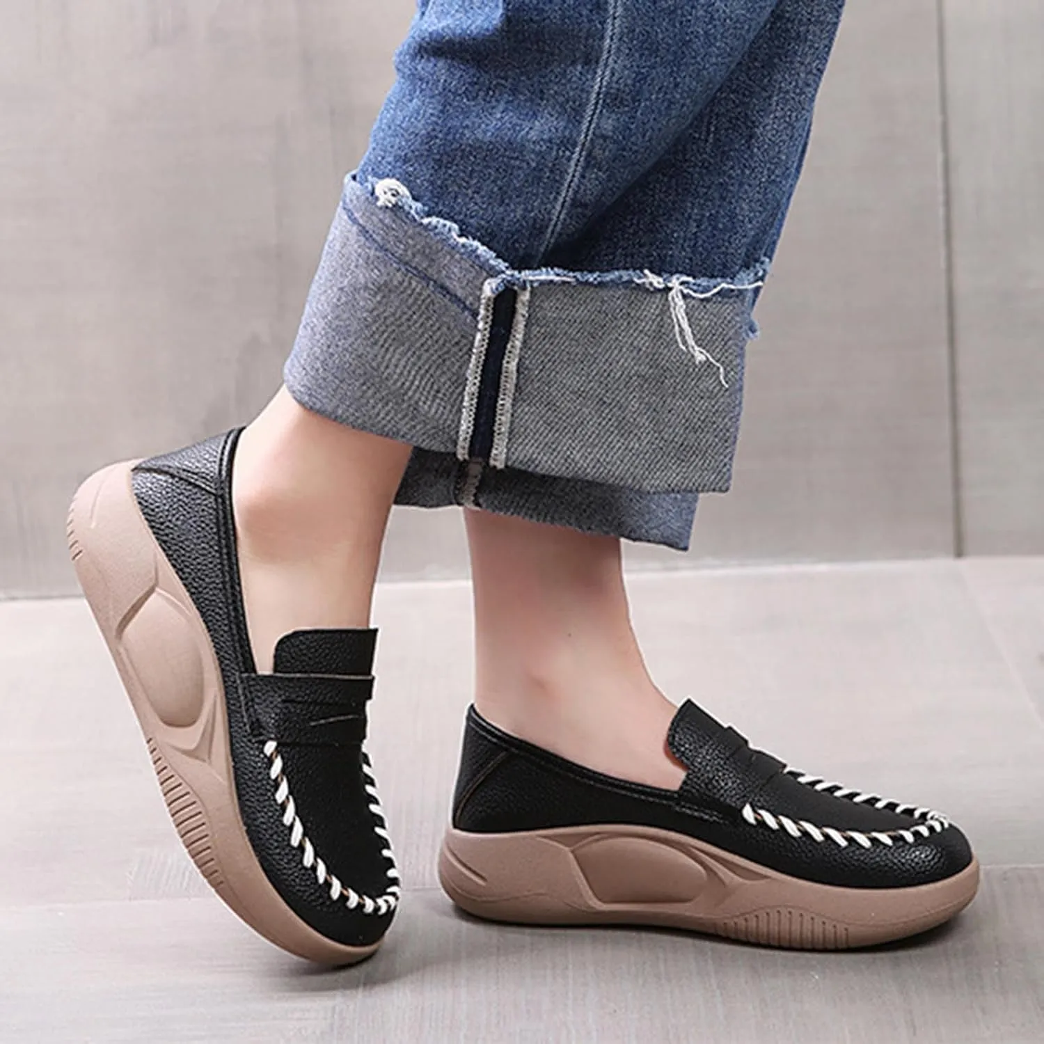 Shoes for Women, Orthopedic Platform Loafers Slip-On Thick Sole Casual Soft Sole Lightweight Comfort Walking