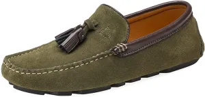 Shoes Smoking Loafer for Men Tassel Suede Vamp Genuine Leather Round Toe Soft Flat Heel Resistant Flexible Casual Slip On for Any Attire