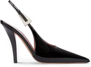 Slingback Pointed Closed Toe Stiletto High Heels Pumps for Women, Patent Leather Metal Buckle Strap Sandal Dress Shoes