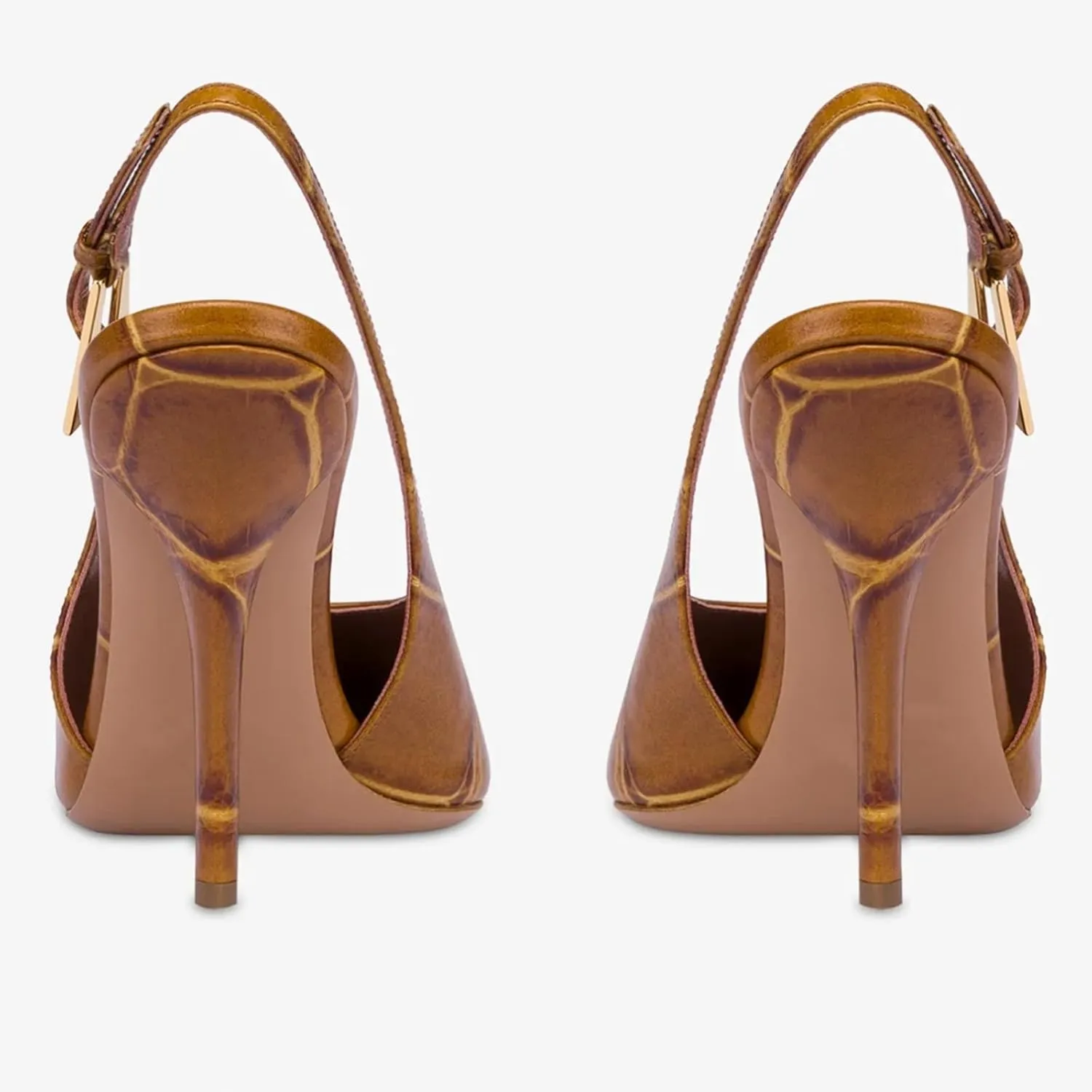 Slingback Pointed Closed Toe Stiletto High Heels Pumps for Women, Patent Leather Metal Buckle Strap Sandal Dress Shoes