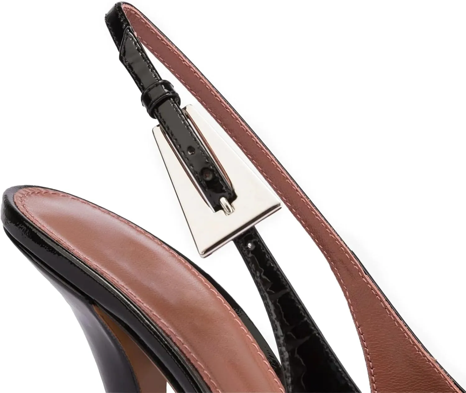 Slingback Pointed Closed Toe Stiletto High Heels Pumps for Women, Patent Leather Metal Buckle Strap Sandal Dress Shoes