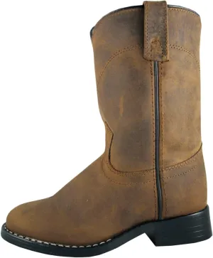 Smoky Children's Kid's Oiled Distress Brown Leather Western Cowboy Boot