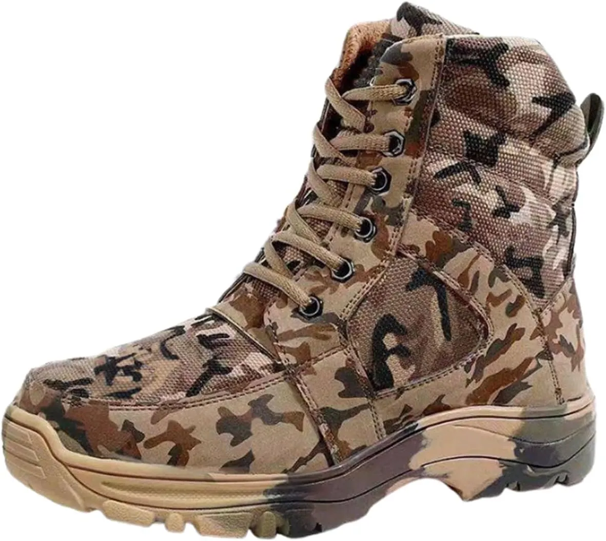 Snow Boots Mens, Men Camouflage Winter Warm Wool Lined High Top Snow Boots, Lace up Non Slip Durable Tactical Boots, for Work, Walking, Hiking, Outdoor Training
