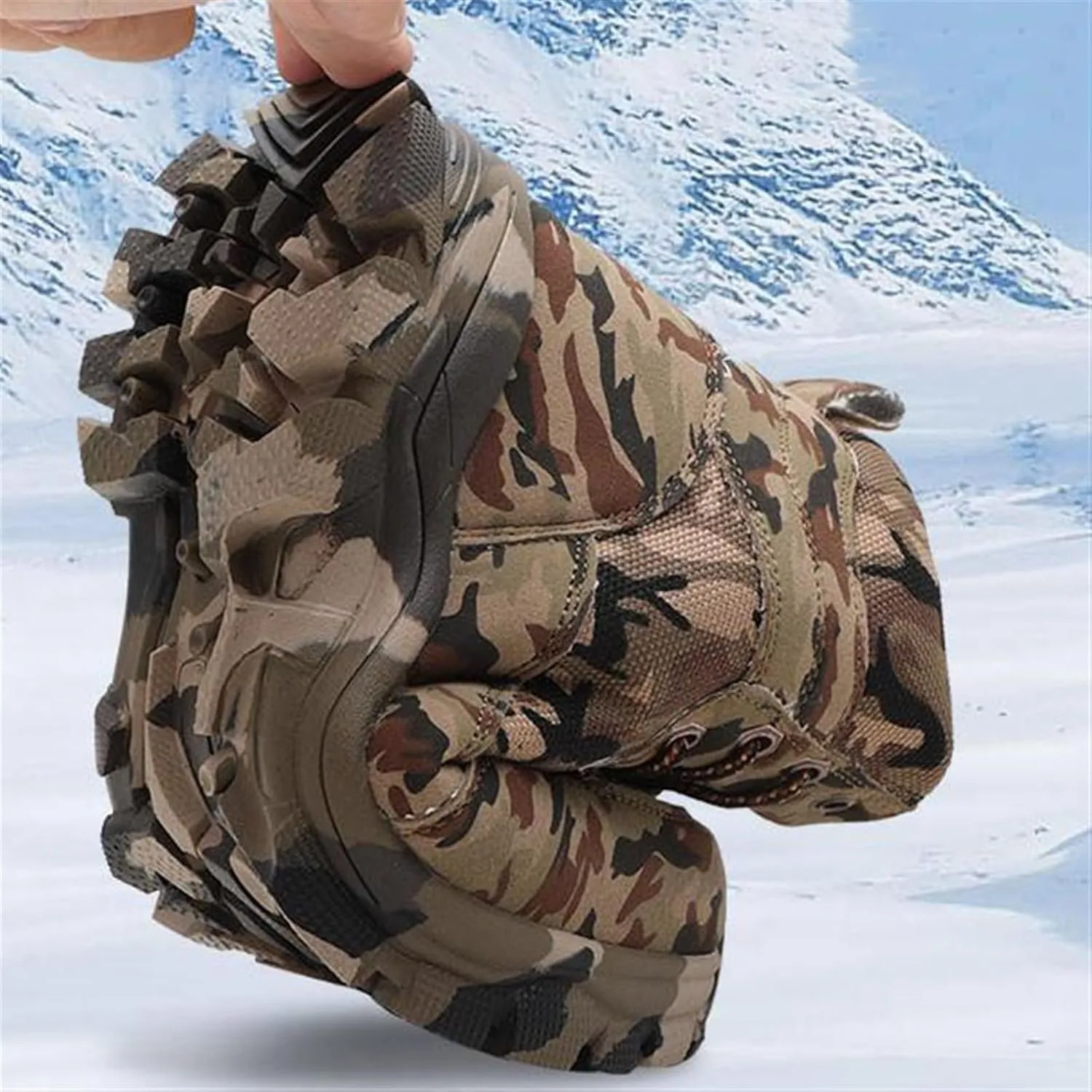 Snow Boots Mens, Men Camouflage Winter Warm Wool Lined High Top Snow Boots, Lace up Non Slip Durable Tactical Boots, for Work, Walking, Hiking, Outdoor Training