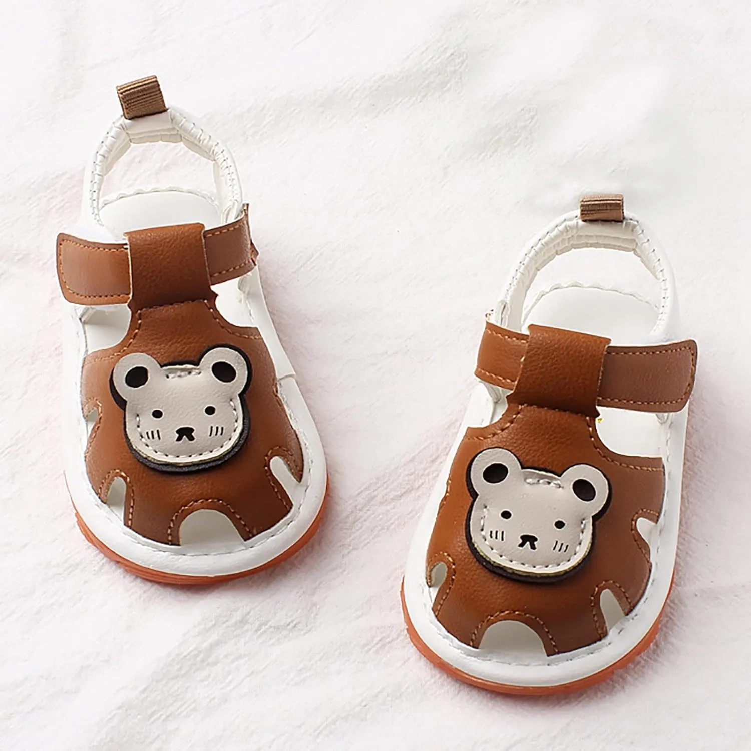 Squeaky Shoes for Infant Boys Girls Anti-Slip First Walking Shoes Baby Rubber Soft Sole Open-Toe Cartoon Sandals