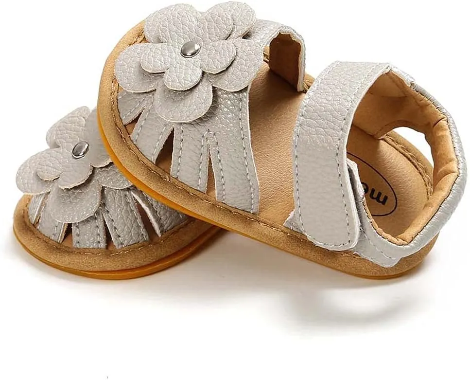 Toddler Baby Rubber Shoes Boys Soft Flat Sole Flower Decorate Girls Non-Slip Sandals Baby Shoes