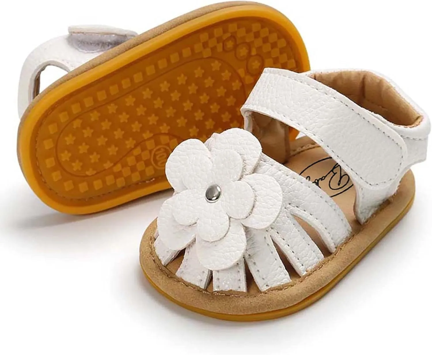 Toddler Baby Rubber Shoes Boys Soft Flat Sole Flower Decorate Girls Non-Slip Sandals Baby Shoes