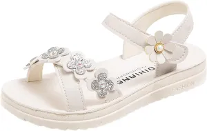 Toddler Flat Sole Shoes 3 to 12Y Children Shoes Summer Flower Sandals Fashion Little Girls Soft Sole Princess