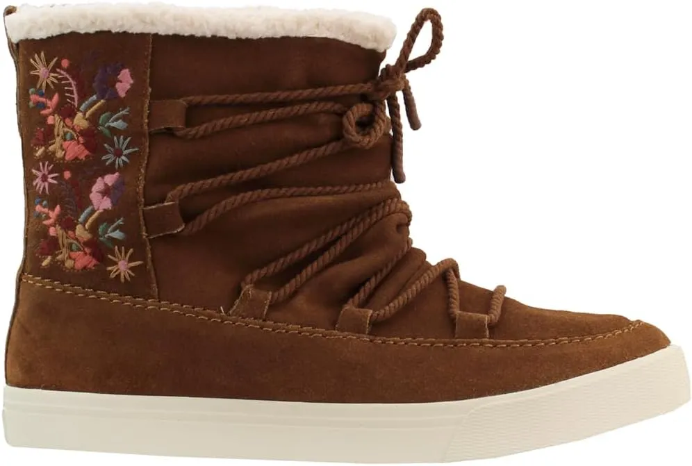 TOMS Womens Alpine Floral Round Toe Winter Casual Boots Ankle - Brown