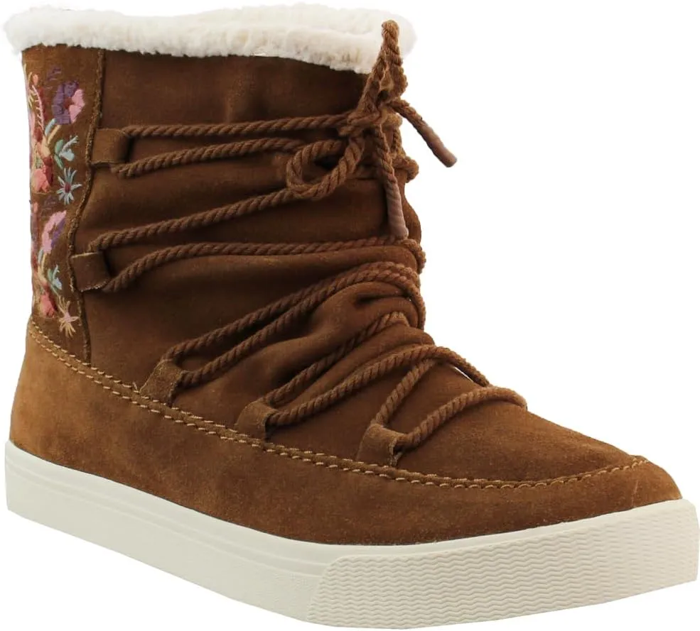 TOMS Womens Alpine Floral Round Toe Winter Casual Boots Ankle - Brown