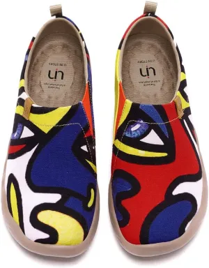 UIN Women's Slip Ons Art Painted Loafers Comfort Walking Canvas Flats Casual Travel Shoes Toledo Charming Kiss Ⅱ (8.5)
