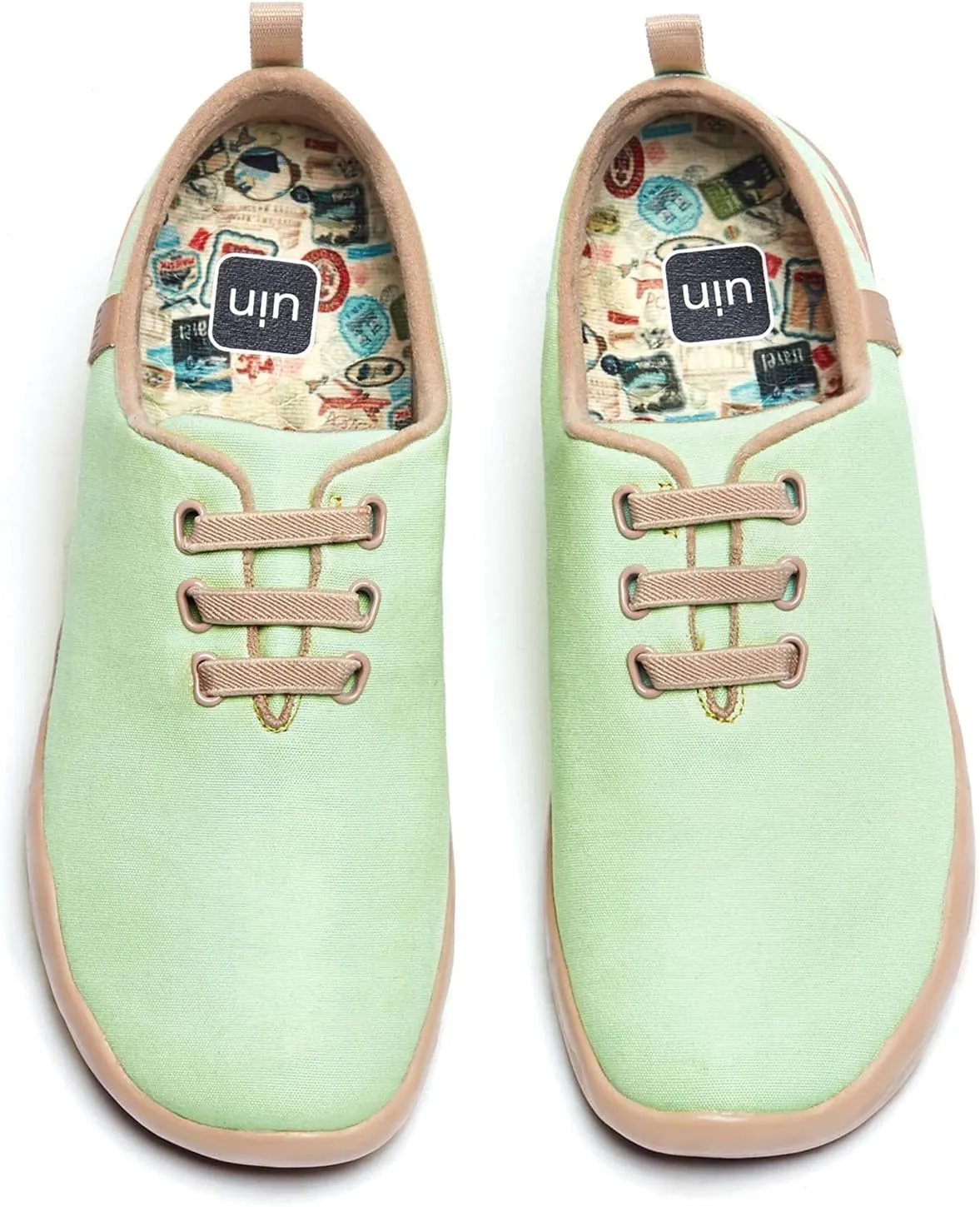 UIN Women's Slip Ons Canvas Lightweight Sneakers Walking Casual Loafers Comfortable Art Painted Travel Shoes Moguer