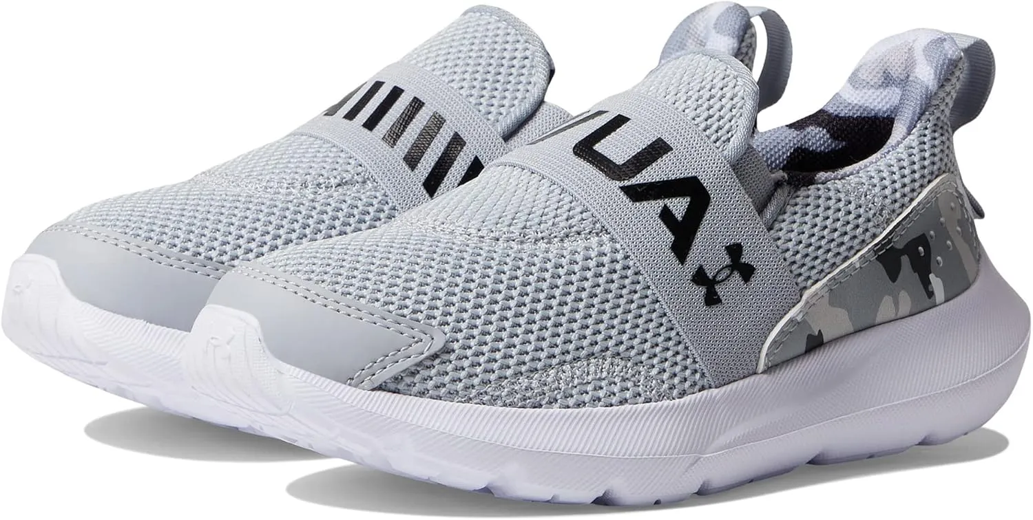 Under Armour Boy's Surge 3 Slip-On Print (Little Kid) Mod Gray/Black/Black 3 Little Kid M