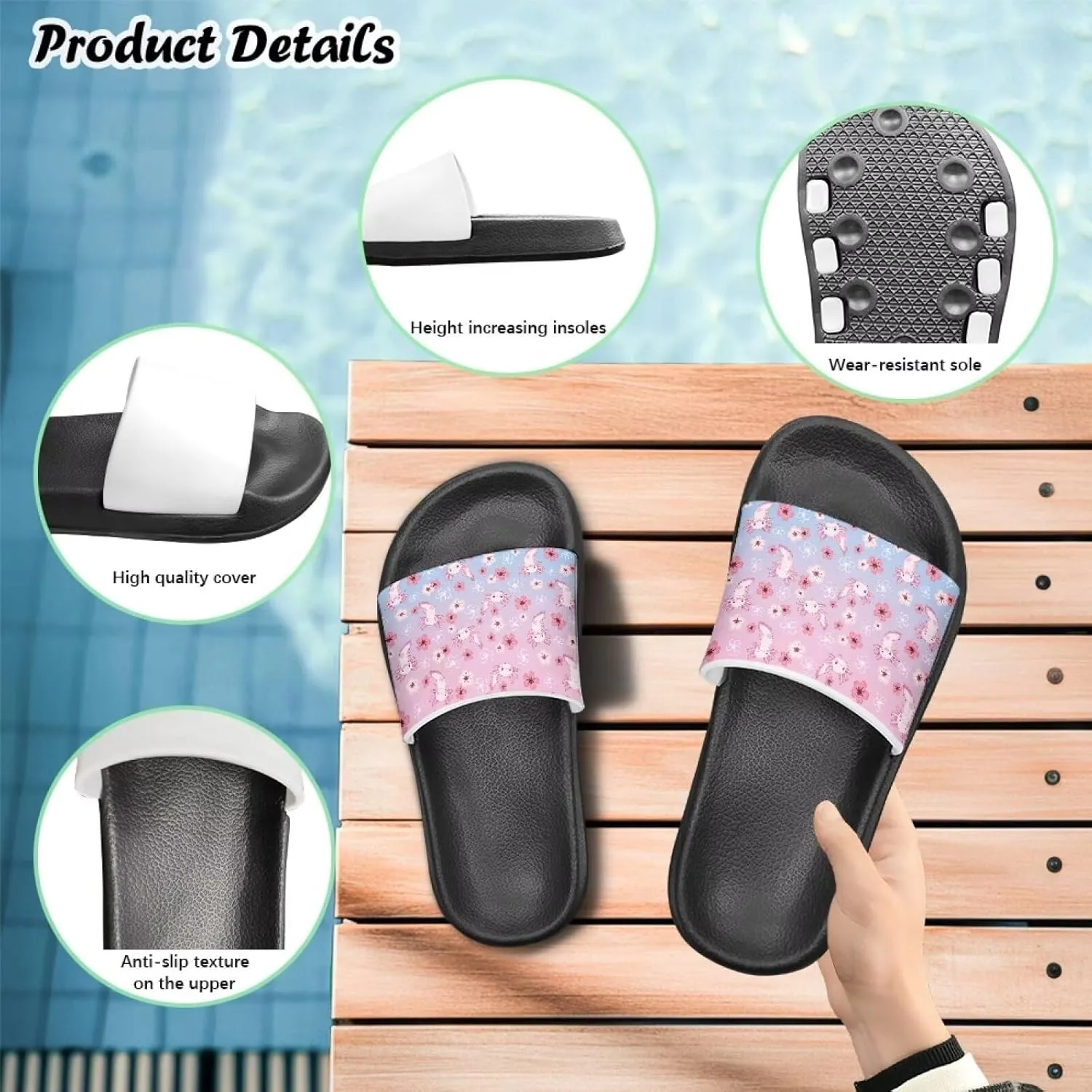 Unisex-Child Bathroom Shower Sandals Open Toe Soft Sole Sandals Summer Non-slip Beach Pool Shoes Outdoor Sandals
