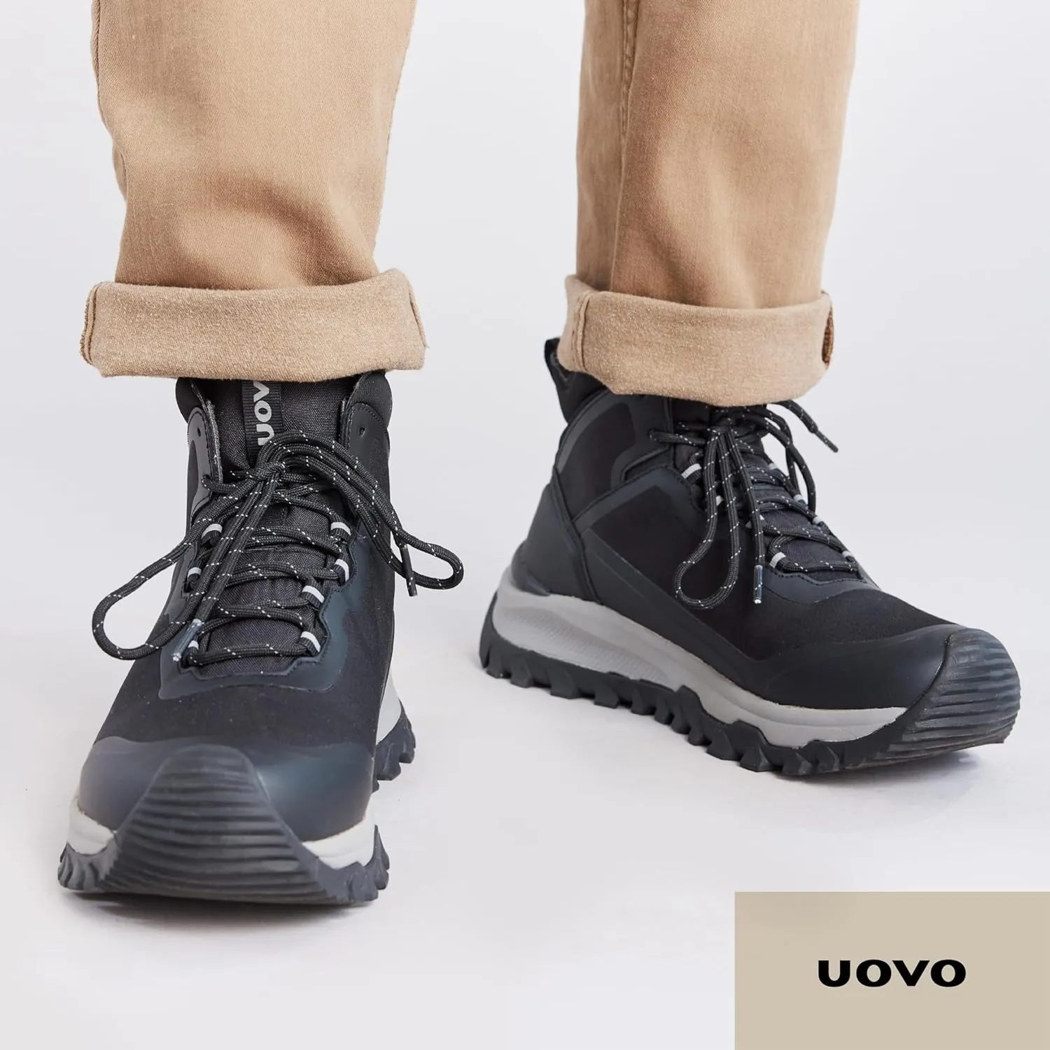 UOVO Men's Waterproof Hiking Boots  All-Season Non-Slip Outdoor Work & Trail Footwear