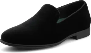 Vance Mens Giovanni Venetian Dress Loafer Black Velour Black Faux Patent Leather Almond-Toe 6mm Vance Comfort System Insole Black Velour 9 Medium Mens US