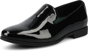Vance Mens Giovanni Venetian Dress Loafer Black Velour Black Faux Patent Leather Almond-Toe 6mm Vance Comfort System Insole Patent/Black 9.5 Medium Mens US