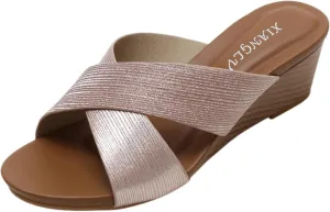 Wedge Womens Sandals Lightweight Vintage Non Slip Sandals Breathable Open Toe Anti Slip Walking Slipper Orthotic Casual Summer Beach Shoes Beach Walking Shoe for Summer Outdoor Casual