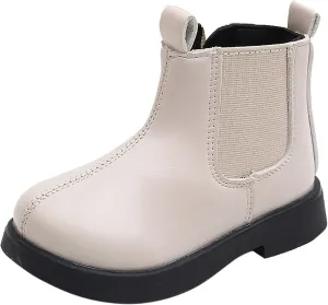 Winter Boots for Girls Ankle Boots with Side Zipper Waterproof Leather Booties Elastic Slip on Boot Fashion Platform Shoes