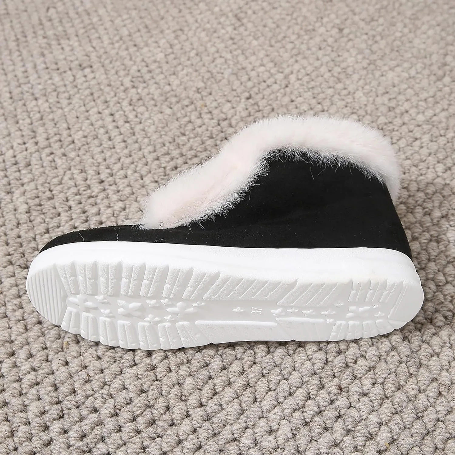 Winter Shoes Women Fleece Lined Low-Top Slip Ons Comfortable Flats Fur Lace Up Loafers Casual Canvas Sneakers