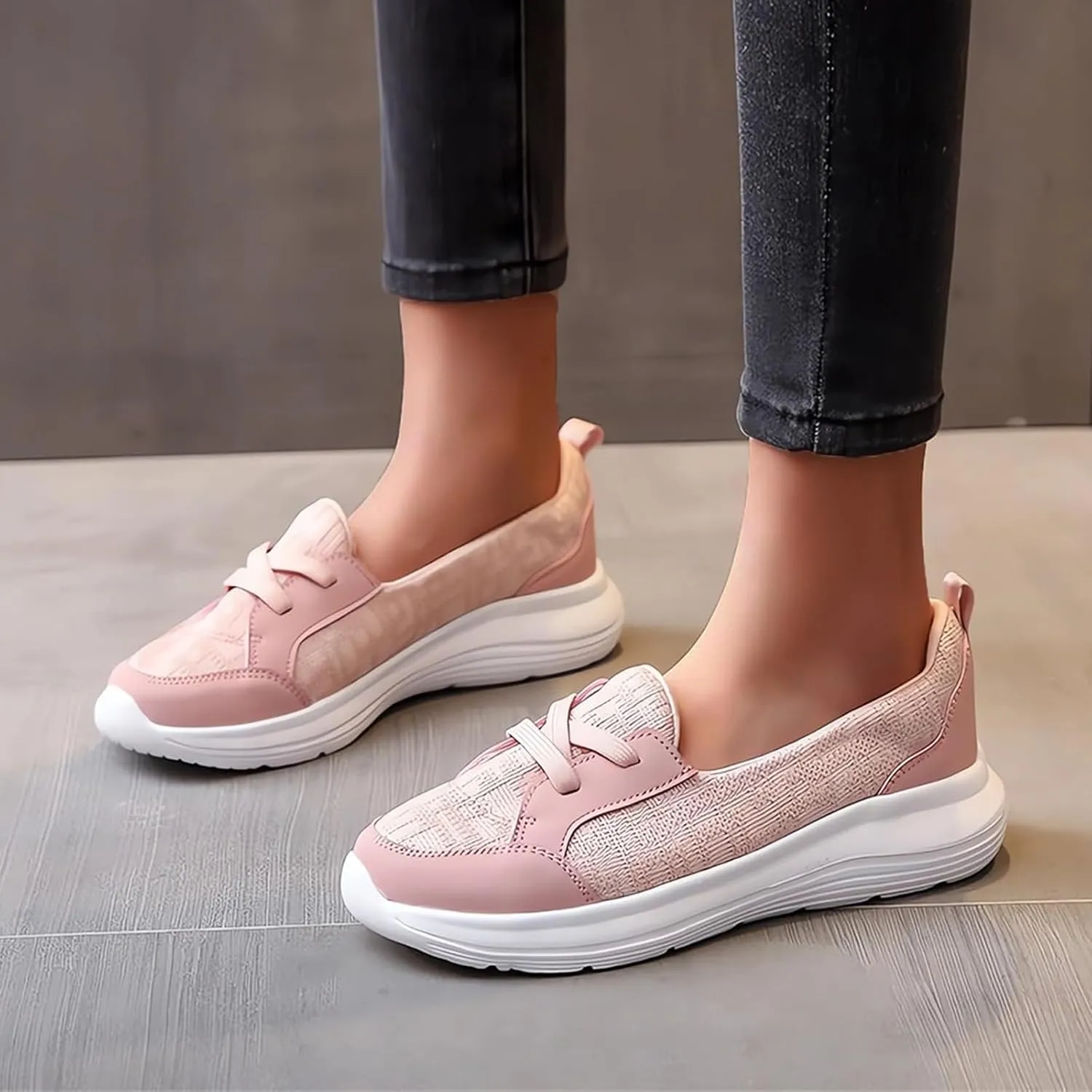 Women Casual Walking Shoes Orthopedic Arch Support Breathable Slip on Non-Slip Comfort Loafers Mesh Low Top Casual Soft Sole Sneakers Flats Wide Width Boat Shoes Support Work Loafer