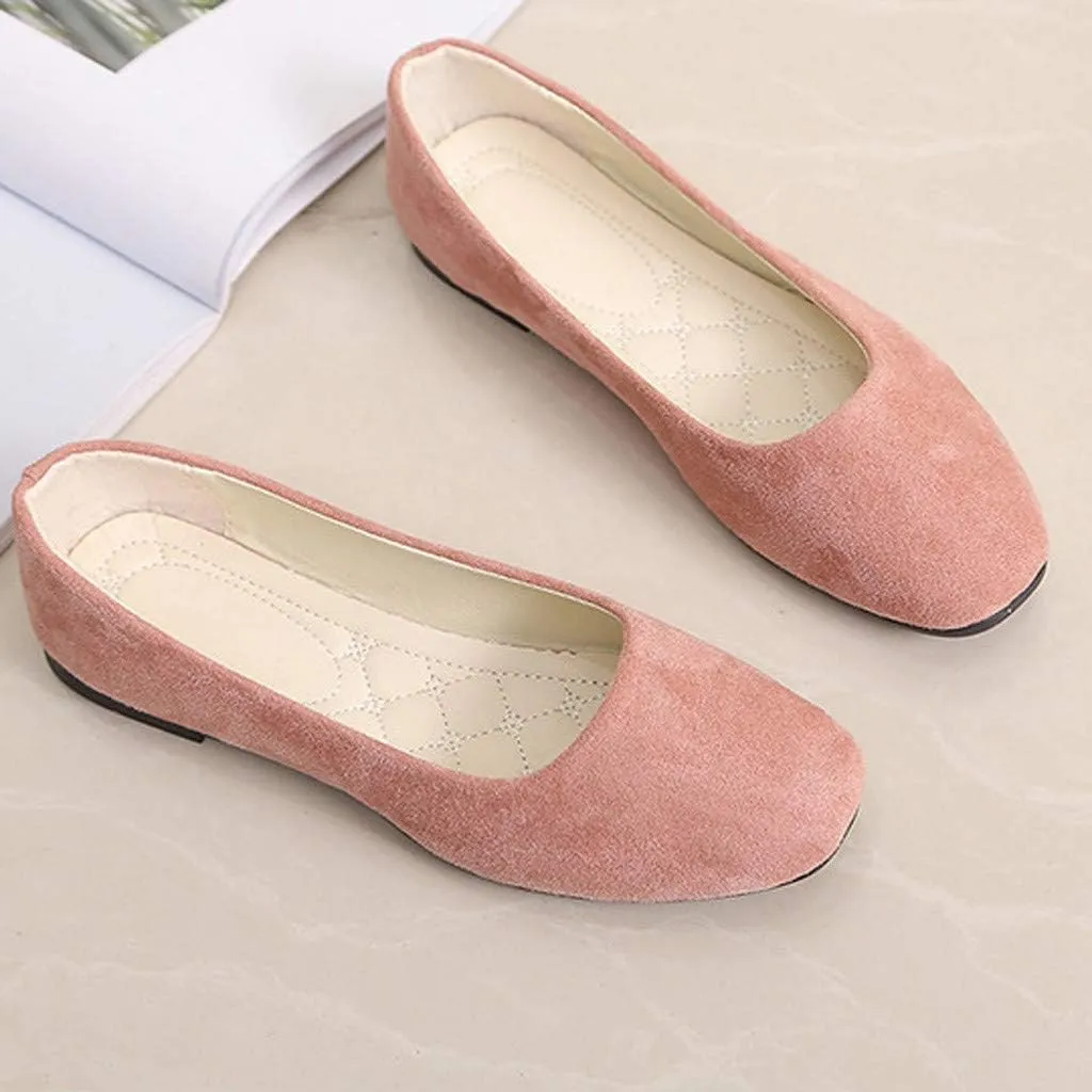 Women PU Leather Flat Shoes Slip On Flat Shallow Comfort Casual Single Shoes Dress Shoes