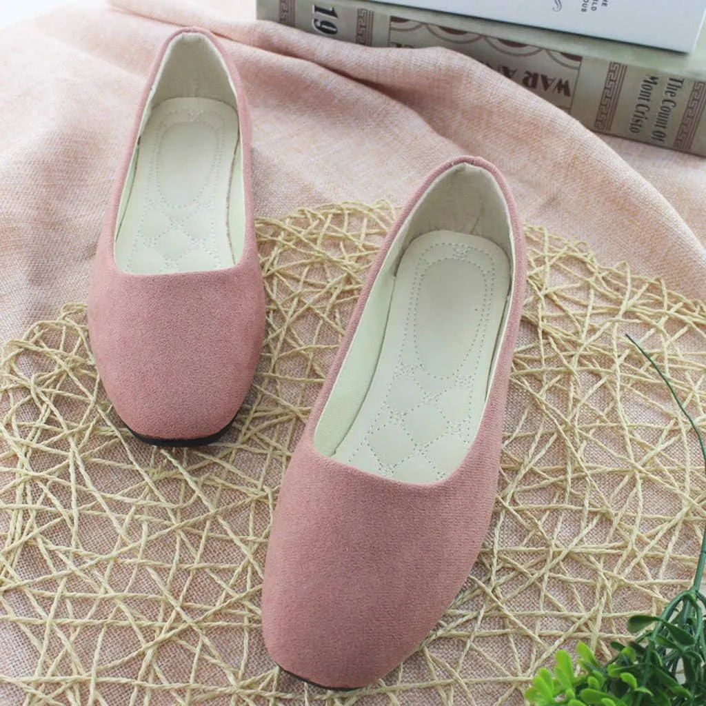 Women PU Leather Flat Shoes Slip On Flat Shallow Comfort Casual Single Shoes Dress Shoes