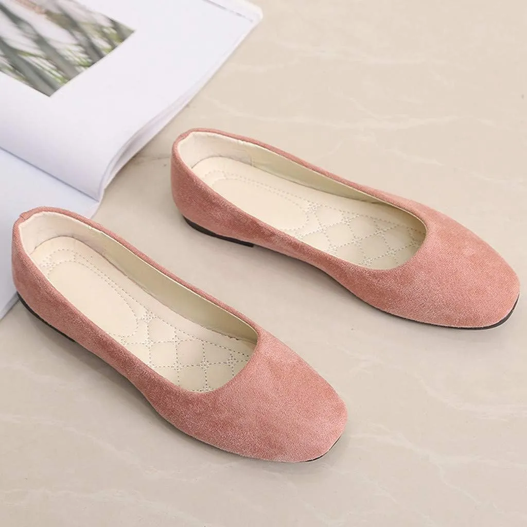 Women PU Leather Flat Shoes Slip On Flat Shallow Comfort Casual Single Shoes Dress Shoes