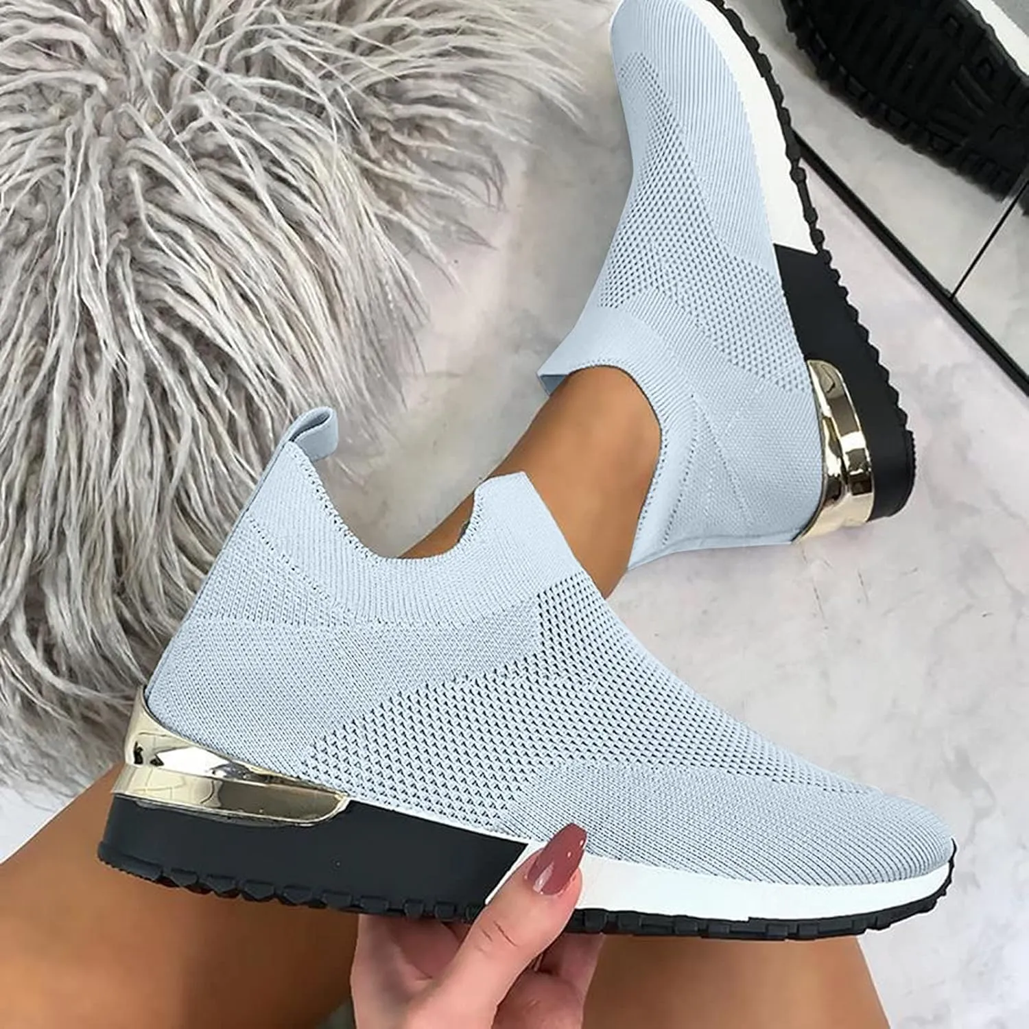 Women Slip On Trainers, Casual Work Running Sneakers Orthopedic Shoes for Women Summer Sport Breathable Shoe